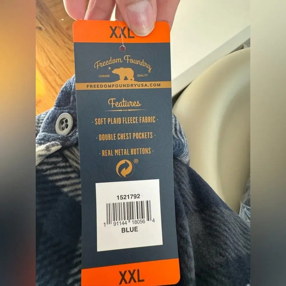 Men's Freedom Foundry Plaid Soft Fleece Shirt Green & Blue Size XXL NWT - Picture 8 of 11